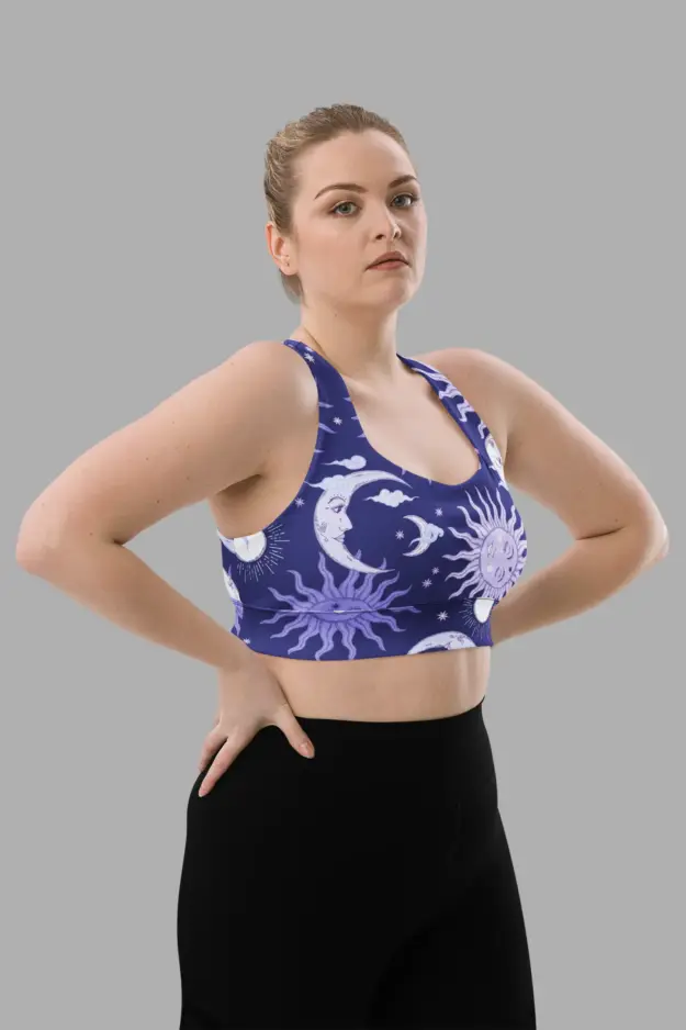 sunflower daze print recycled longline sports bra