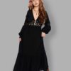 cosmic drifters black viscose lace insert maxi dress front