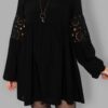 cosmic drifters black viscose lace insert mini dress close