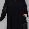 cosmic drifters black viscose lace insert mini dress close plus size