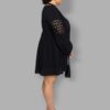 cosmic drifters black viscose lace insert mini dress side plus size