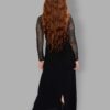 cosmic drifters black viscose maxi slip dress back