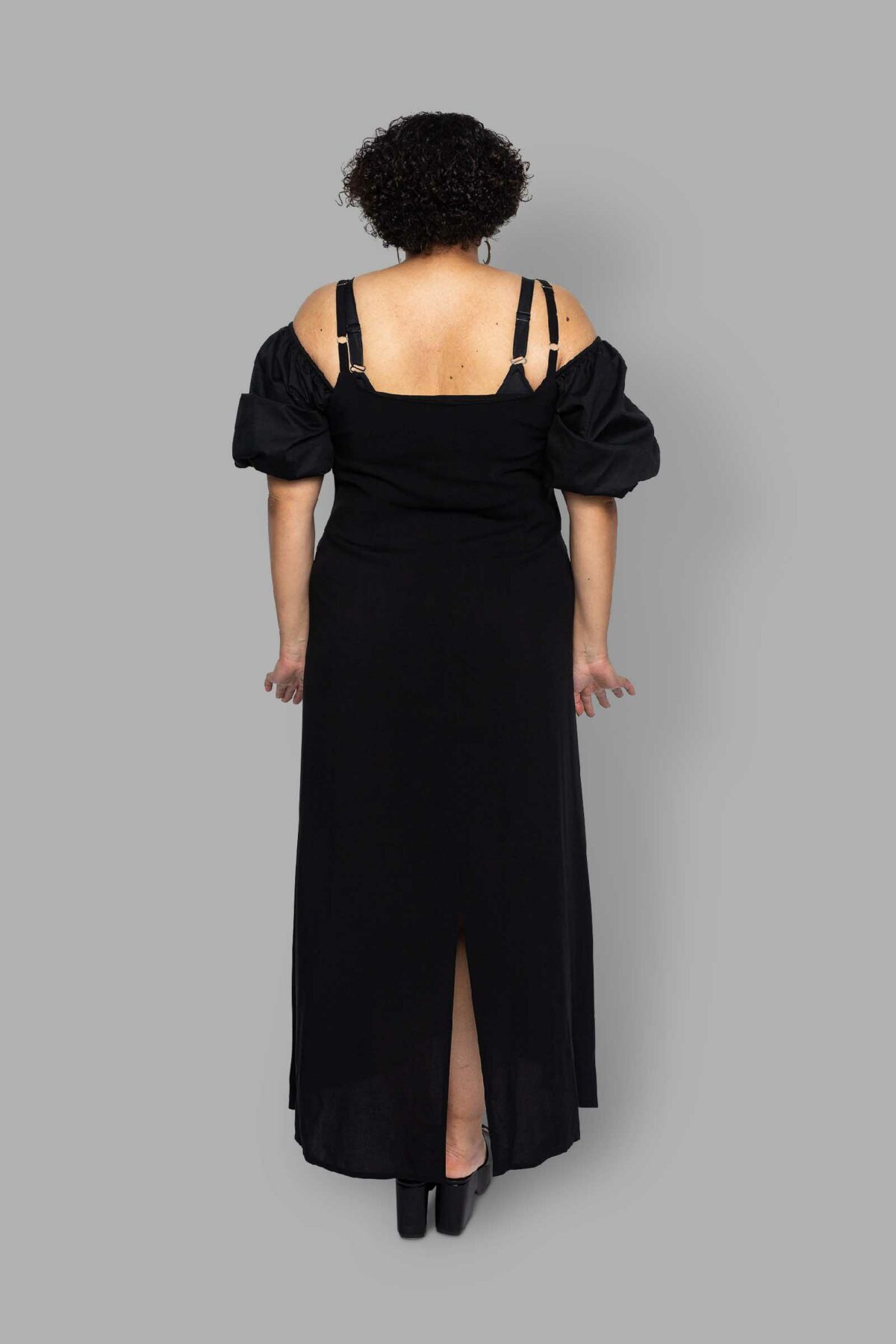 cosmic drifters black viscose maxi slip dress back plus size