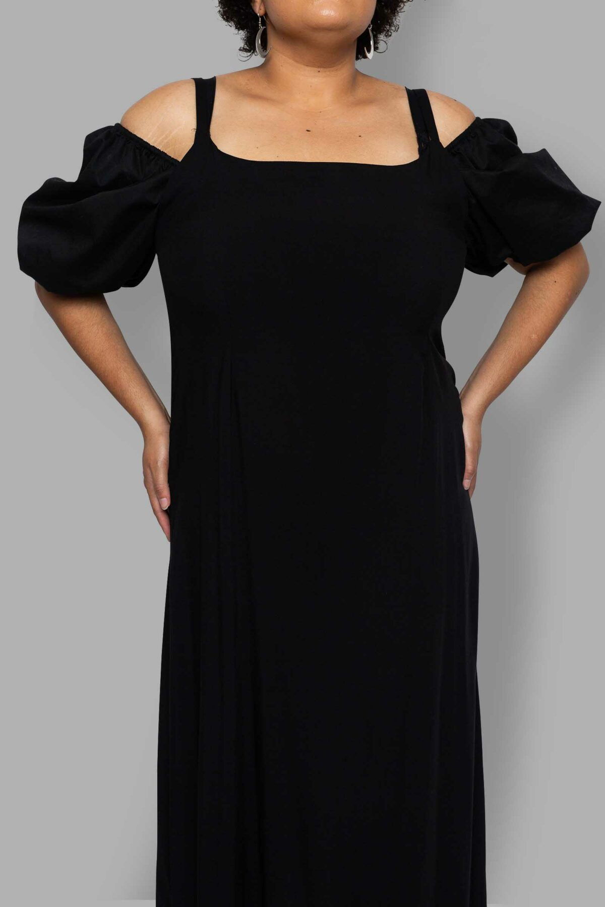 cosmic drifters black viscose maxi slip dress close plus size