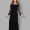 cosmic drifters black viscose maxi slip dress front