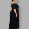 cosmic drifters black viscose maxi slip dress side plus size