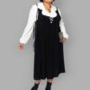 cosmic drifters black viscose midi pinafore dress front plus size