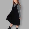 cosmic drifters black viscose midi pinafore dress side