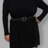 cosmic drifters black viscose scoop back slip dress close plus size