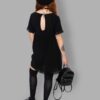 cosmic drifters black viscose short sleeved babydoll dress back