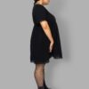 cosmic drifters black viscose short sleeved babydoll dress side plus size