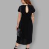 cosmic drifters black viscose slit thigh tea dress back