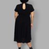 cosmic drifters black viscose slit thigh tea dress back plus size