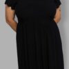 cosmic drifters black viscose slit thigh tea dress close plus size