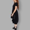 cosmic drifters black viscose slit thigh tea dress side