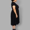 cosmic drifters black viscose slit thigh tea dress side plus size