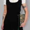 cosmic drifters black viscose thigh slit pinafore dress close