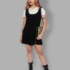 cosmic drifters black viscose thigh slit pinafore dress front