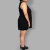 cosmic drifters black viscose thigh slit pinafore dress side plus size