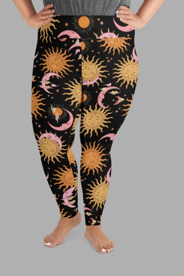 cosmic drifters celestial carnival print plus size leggings front