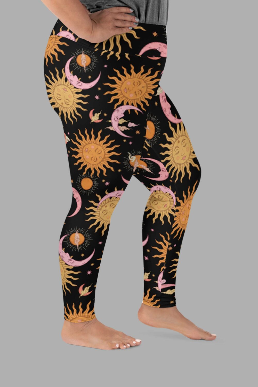 cosmic drifters celestial carnival print plus size leggings side