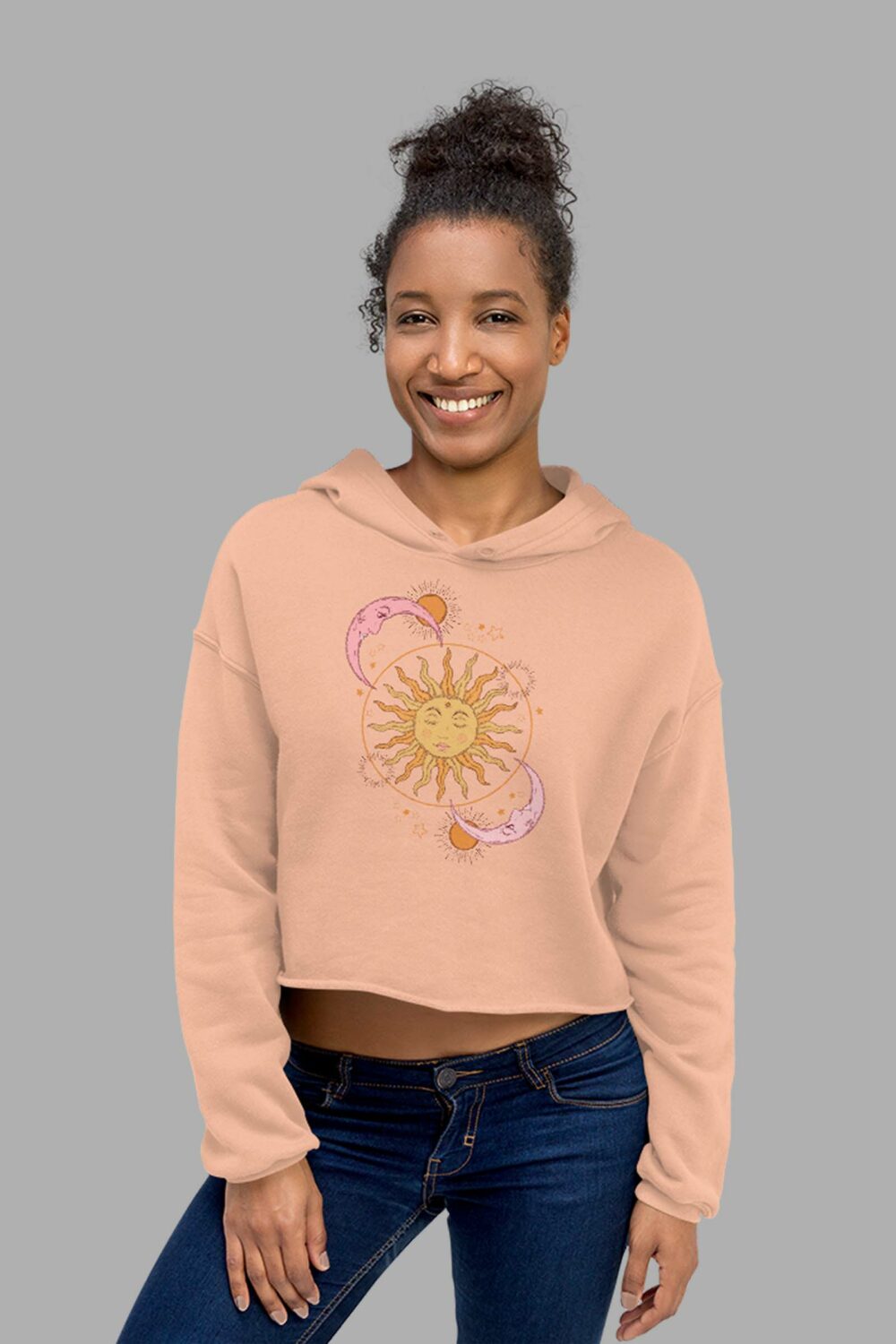 blessed be print crop hoodie