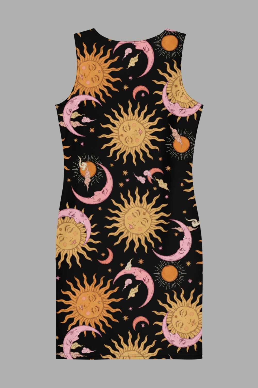 cosmic drifters celestial dreams print bodycon dress back 2