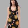 cosmic drifters celestial dreams print bodycon dress front