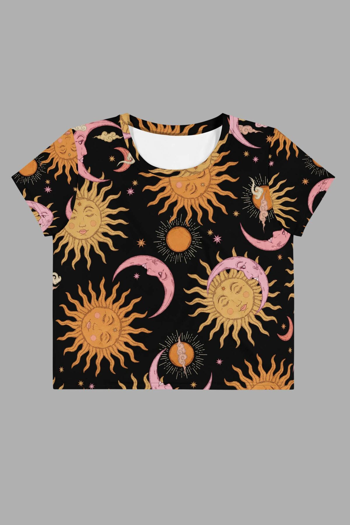 cosmic drifters celestial dreams print crop tee front 2