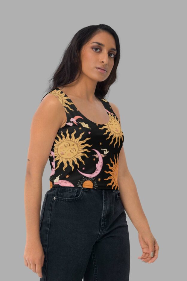 cosmic drifters celestial dreams print crop top side