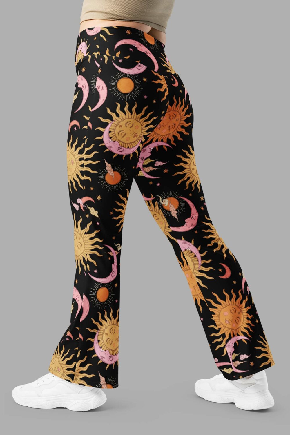 cosmic drifters celestial dreams print flare leggings back