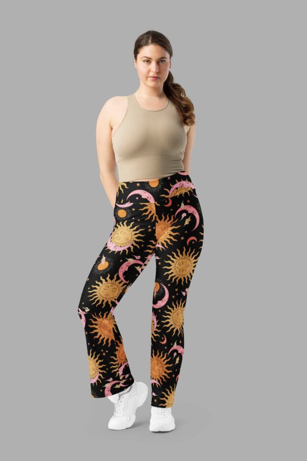 cosmic drifters celestial dreams print flare leggings front