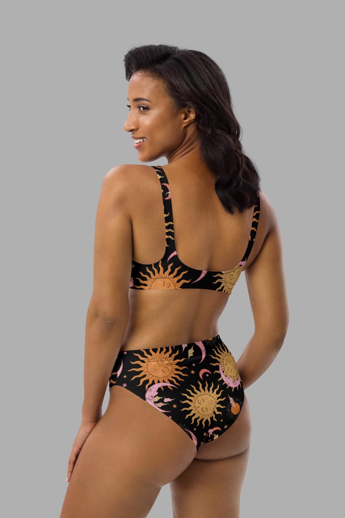 cosmic drifters celestial dreams print high waist bikini back