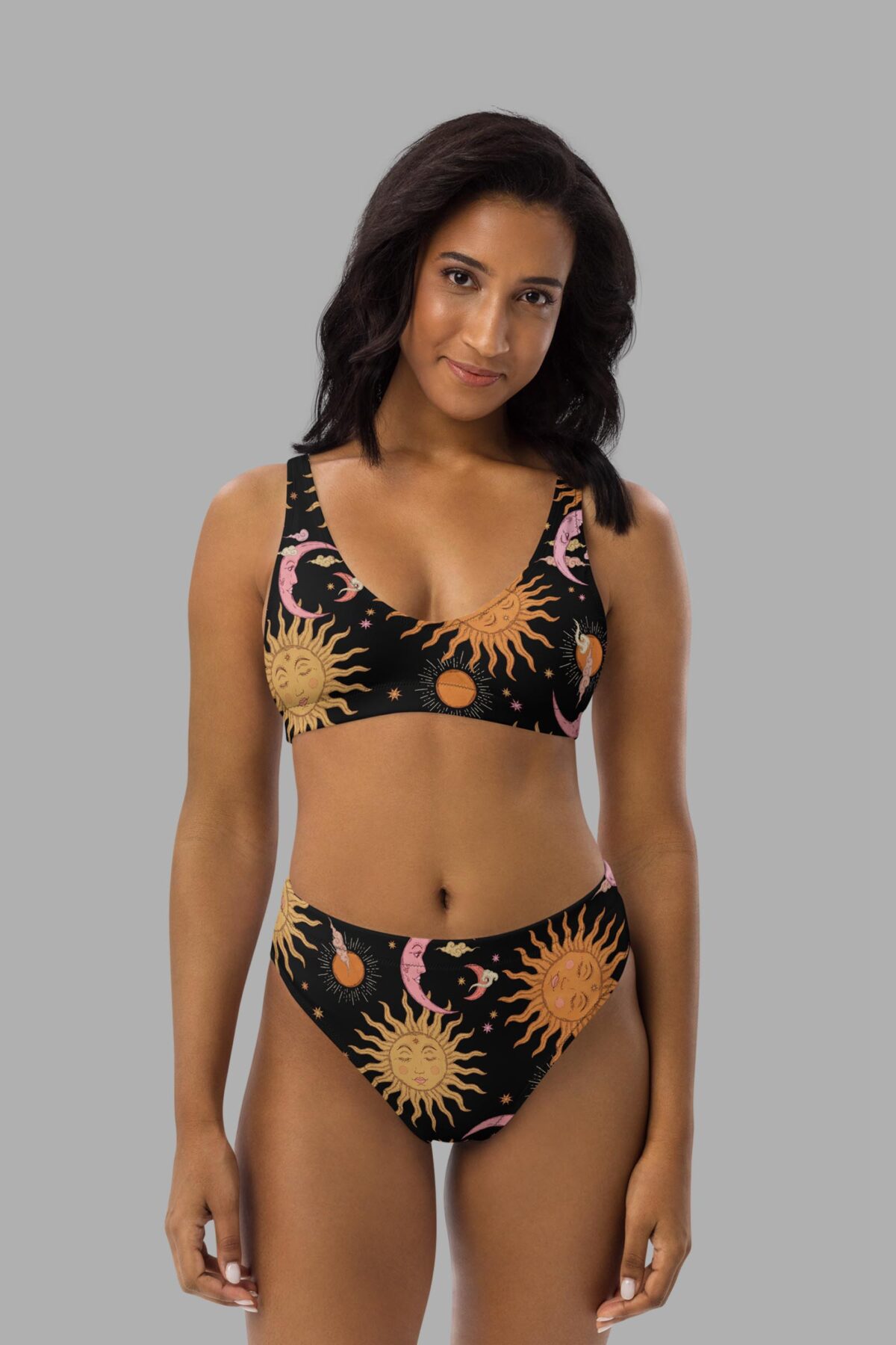 cosmic drifters celestial dreams print high waist bikini front