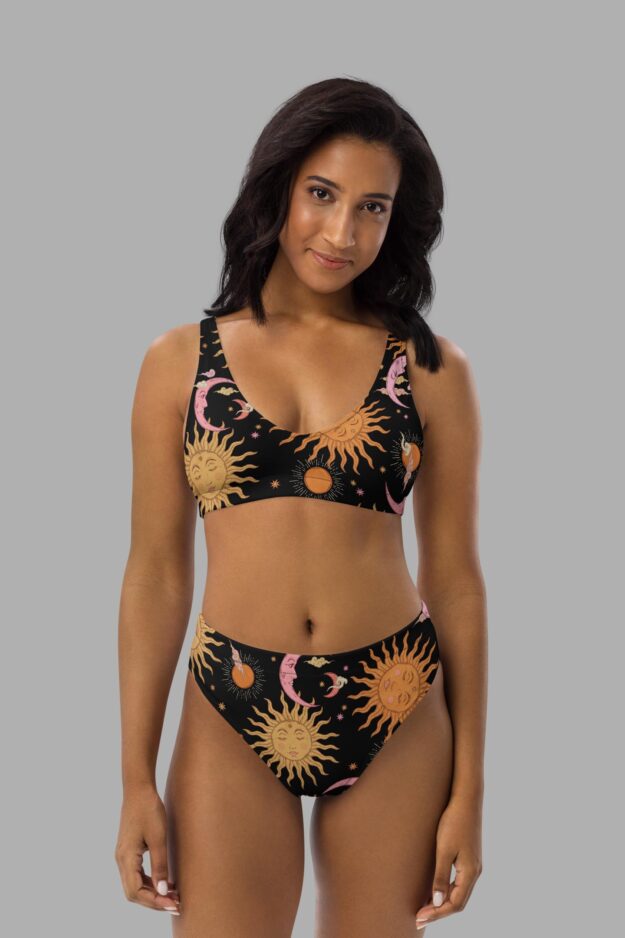 cosmic drifters celestial dreams print high waist bikini front