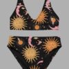 cosmic drifters celestial dreams print high waist bikini front2