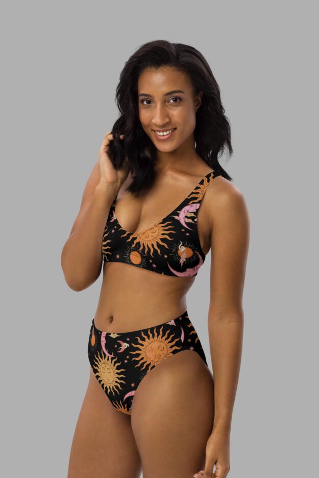 cosmic drifters celestial dreams print high waist bikini side