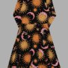 cosmic drifters celestial dreams print long sleeve midi dress back 2