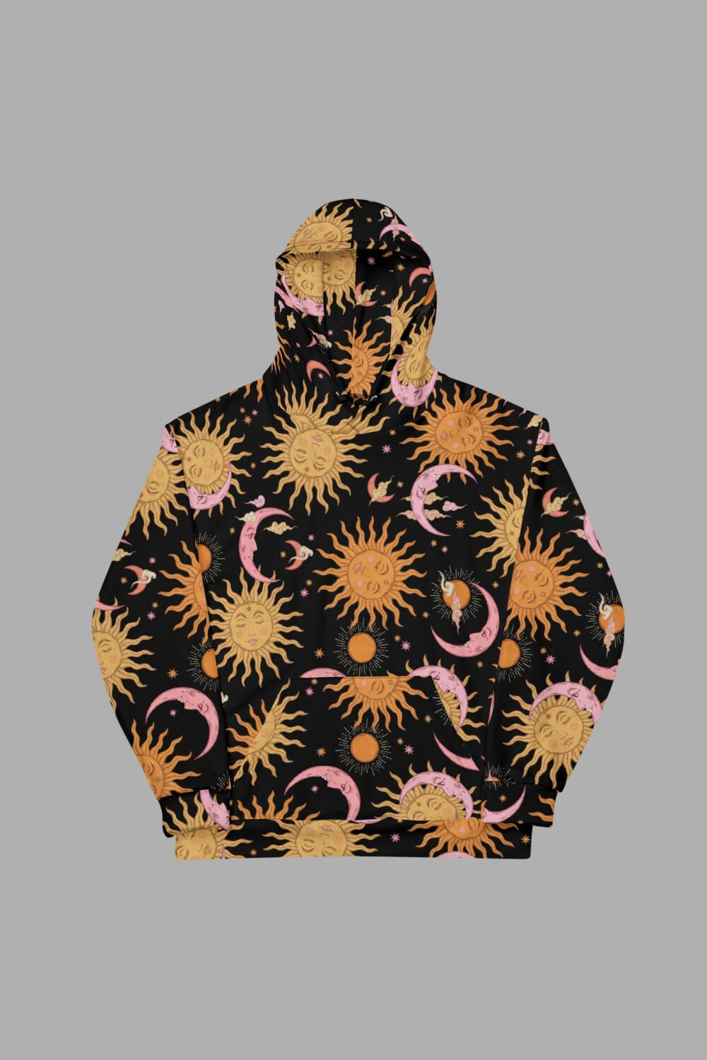 cosmic drifters celestial dreams print recycled unisex hoodie front 2