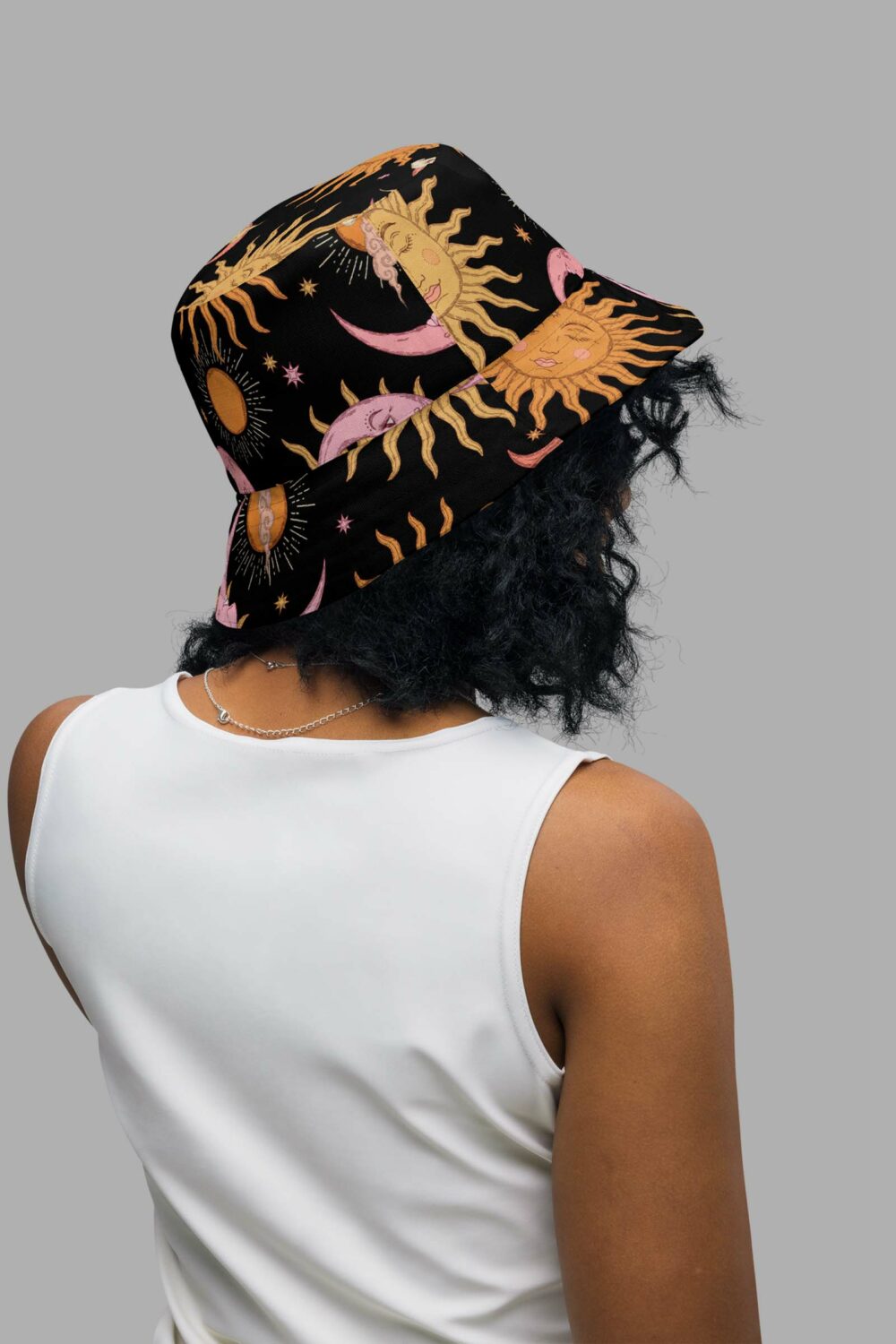 cosmic drifters celestial dreams print reversible bucket hat back