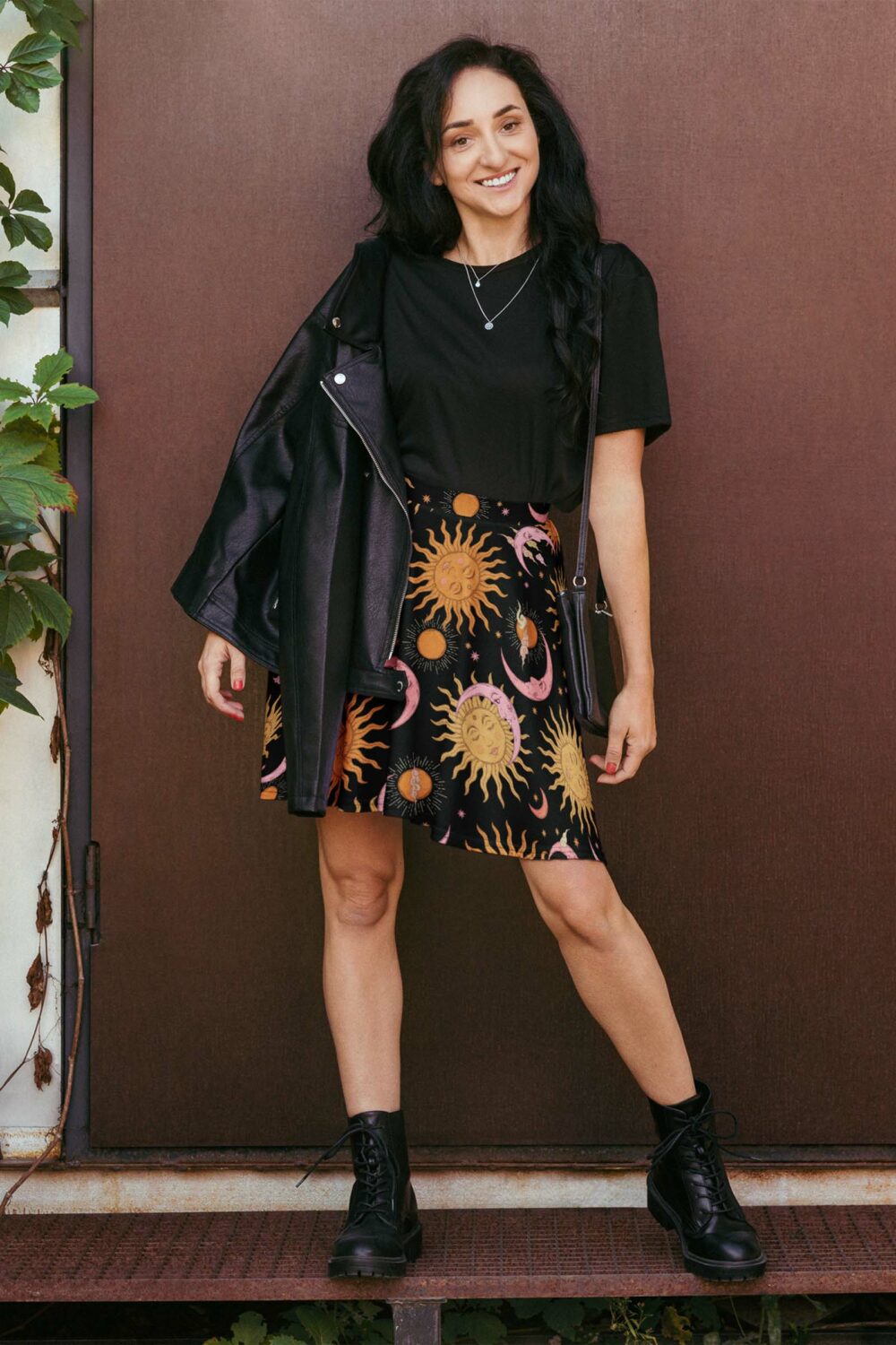 cosmic drifters celestial dreams print skater skirt front 2