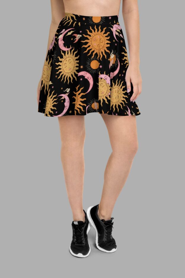 cosmic drifters celestial dreams print skater skirt front