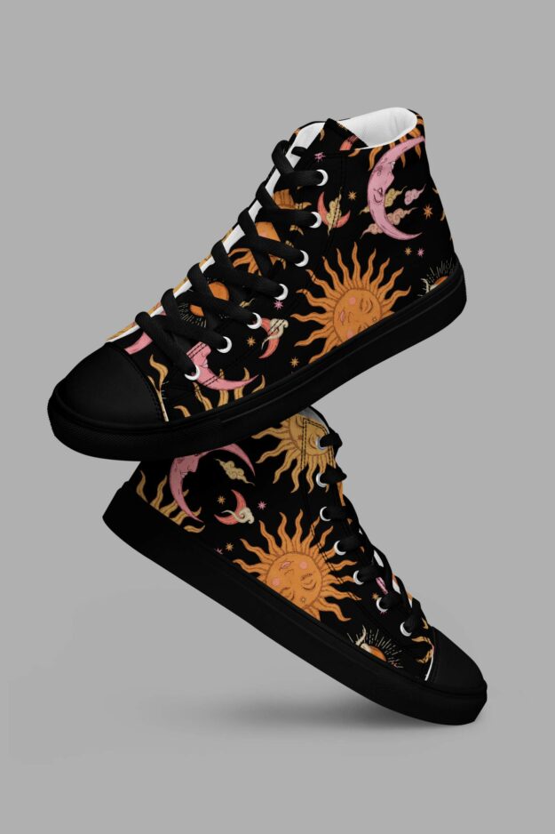 cosmic drifters celestial dreams print womens high top canvas shoes 4