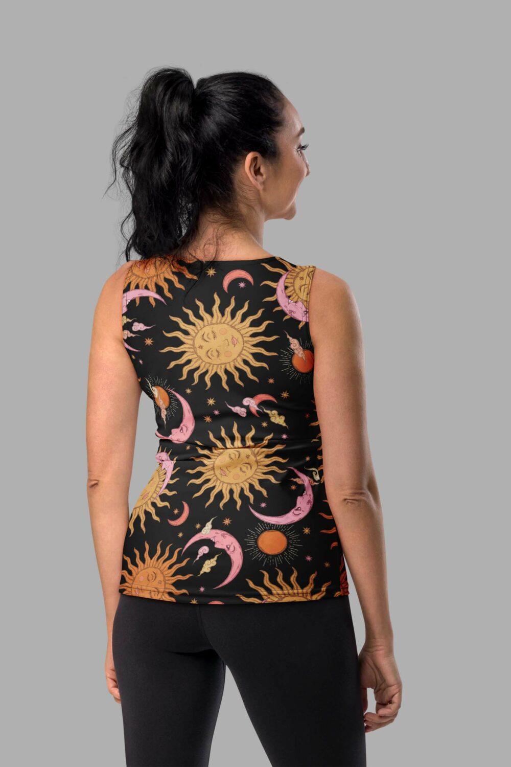 cosmic drifters celestial dreams print womens tank top back