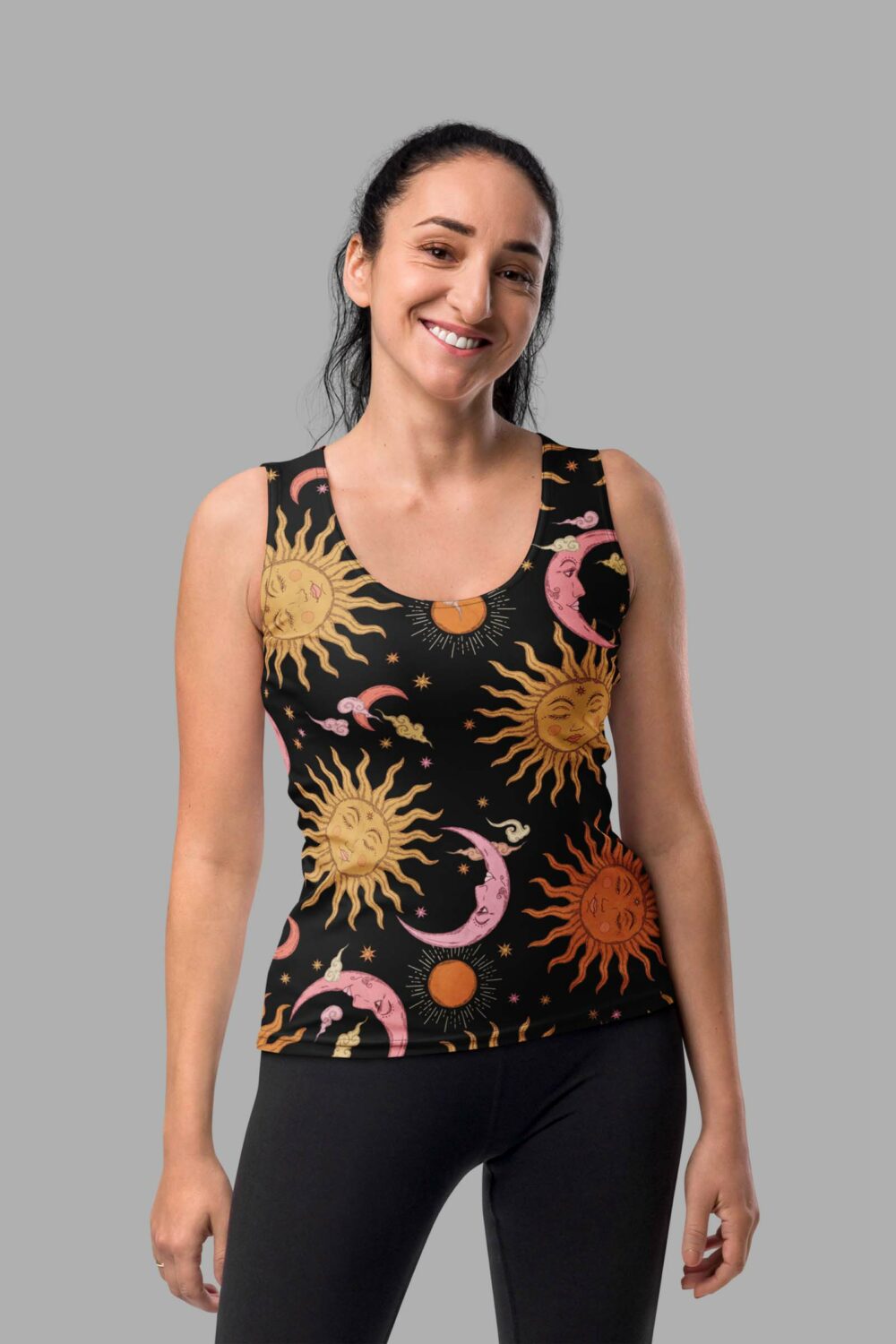 cosmic drifters celestial dreams print womens tank top front