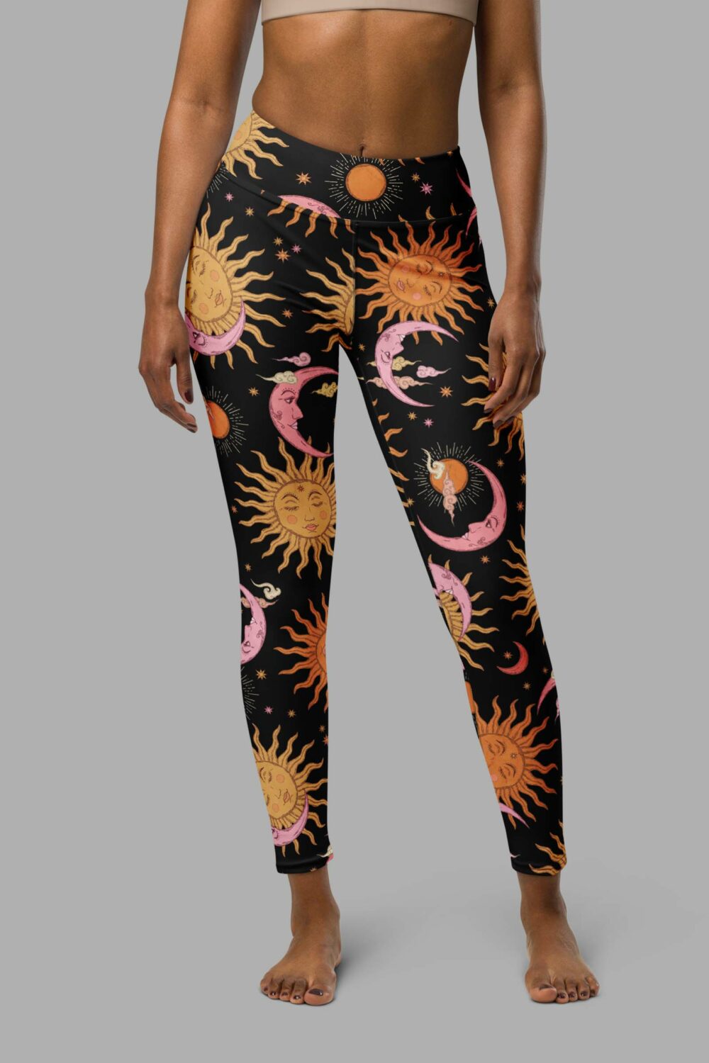 cosmic drifters celestial dreams print yoga leggings front