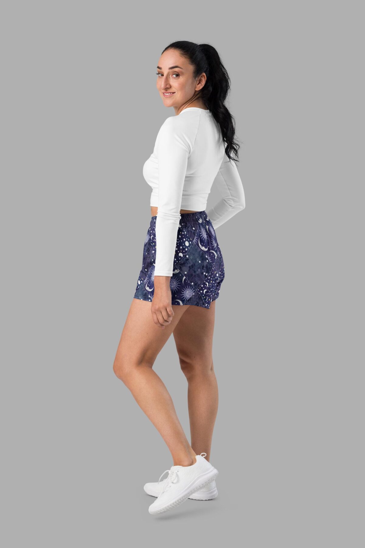 cosmic drifters celestial patchwork athletic shorts side