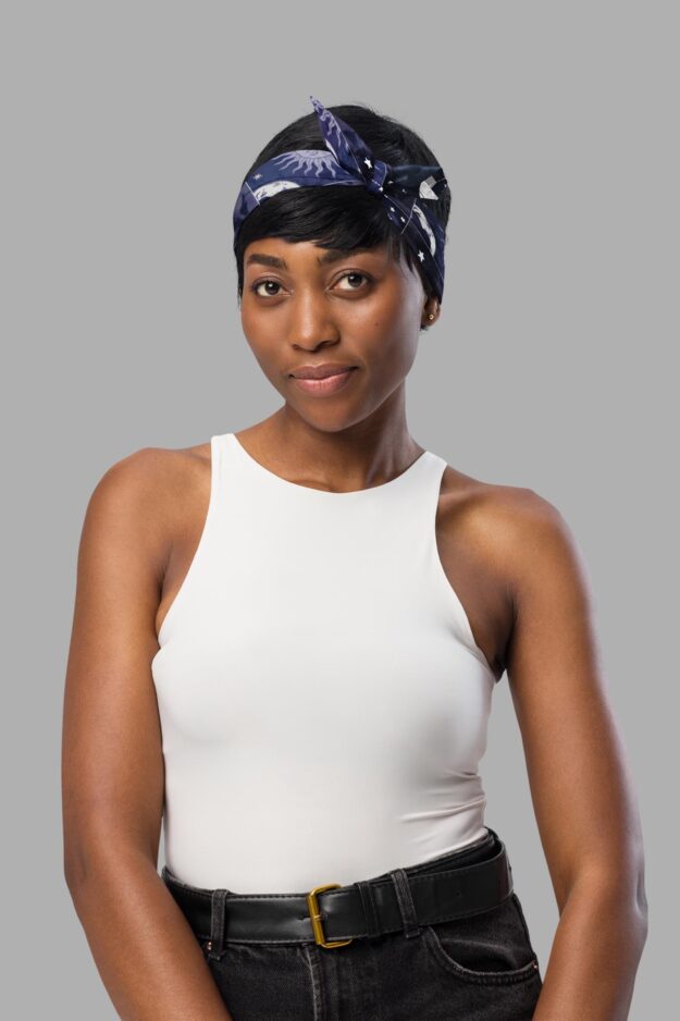 cosmic drifters celestial patchwork bandana model