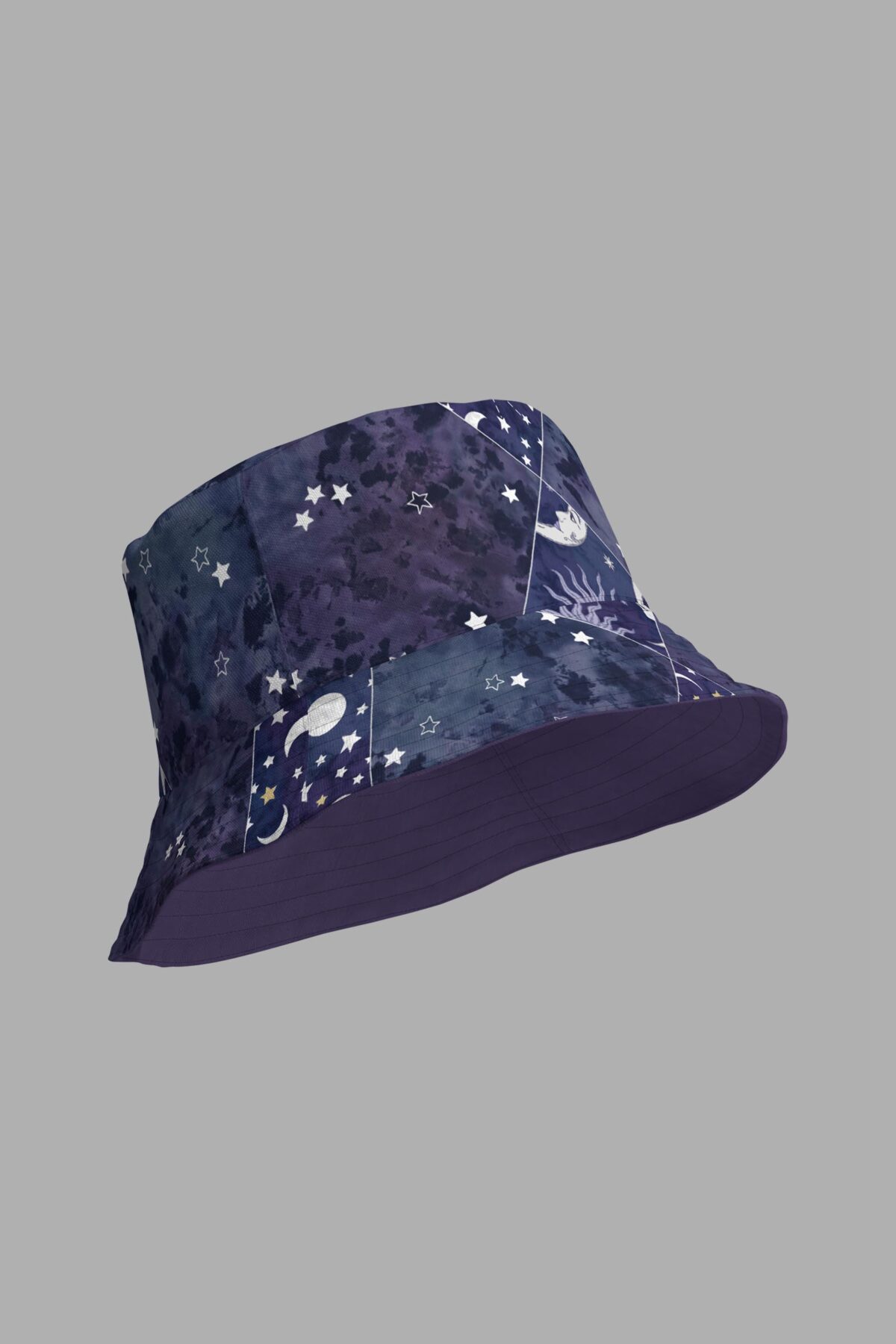 cosmic drifters celestial patchwork bucket hat