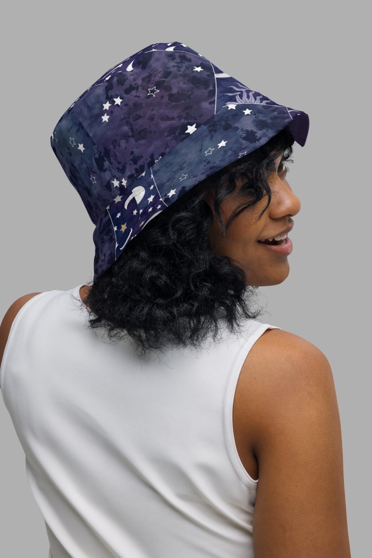 cosmic drifters celestial patchwork bucket hat side